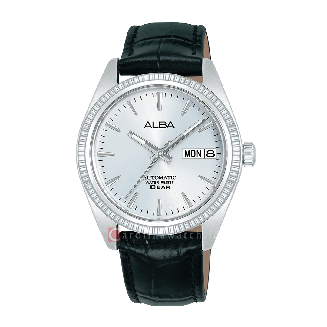Jam Tangan ALBA AL4815X1 Automatic Women Silver Dial Black Leather Strap