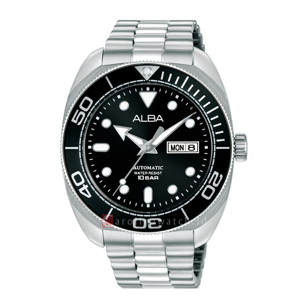 Jam Tangan Alba Mechanical AL4825X1 Men Black Dial Stainless Steel Strap