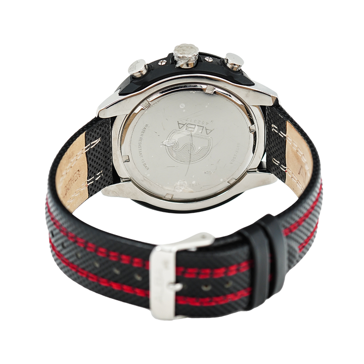 Jam Tangan ALBA Active AM3113X1 Men Black Dial Black Leather Strap