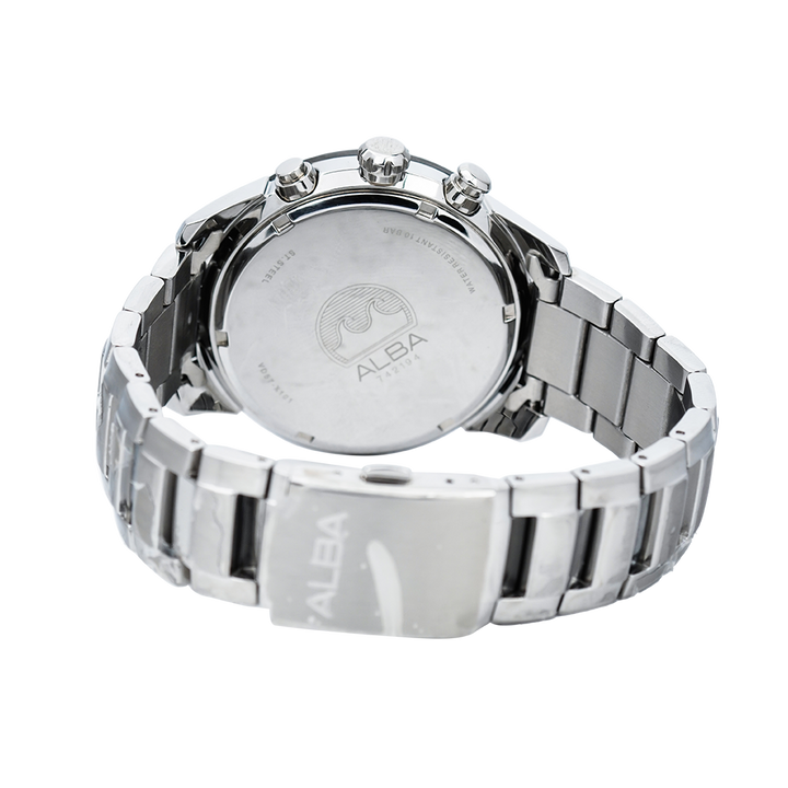 Jam Tangan ALBA Active AM3449X1 Men Black Dial Stainless Steel Strap
