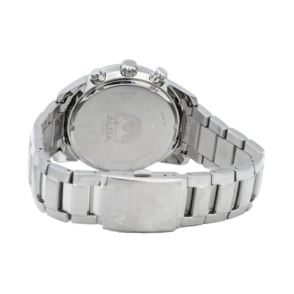Jam Tangan ALBA Active Chronograph AM3455X1 Men Silver Dial Stainless Steel Strap