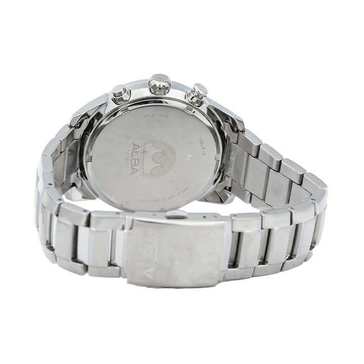 Jam Tangan ALBA Active Chronograph AM3455X1 Men Silver Dial Stainless Steel Strap