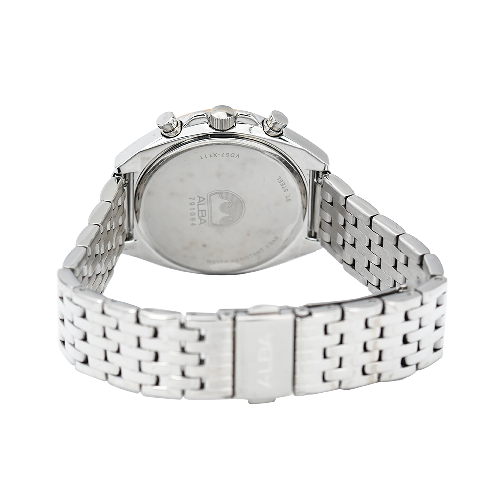 Jam Tangan ALBA Active Chronograph AM3488X1 Men Silver Dial Stainless Steel Strap