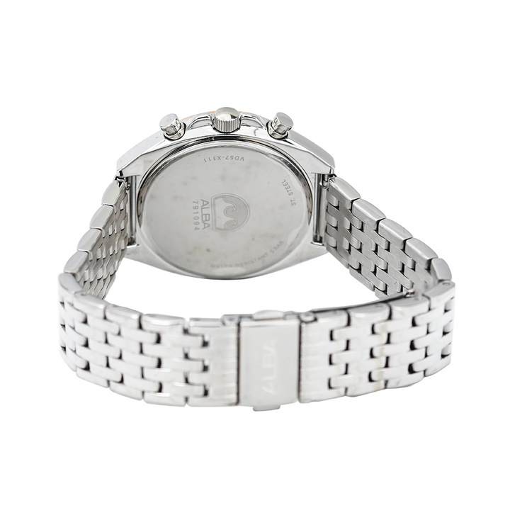 Jam Tangan ALBA Active Chronograph AM3488X1 Men Silver Dial Stainless Steel Strap