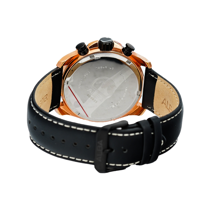 Jam Tangan ALBA Prestige AM3642X1 Men Black Dial Black Leather Strap
