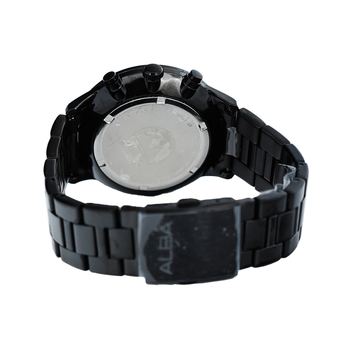 Jam Tangan ALBA Prestige AM3759X1 Men Black Dial Black Stainless Steel Strap