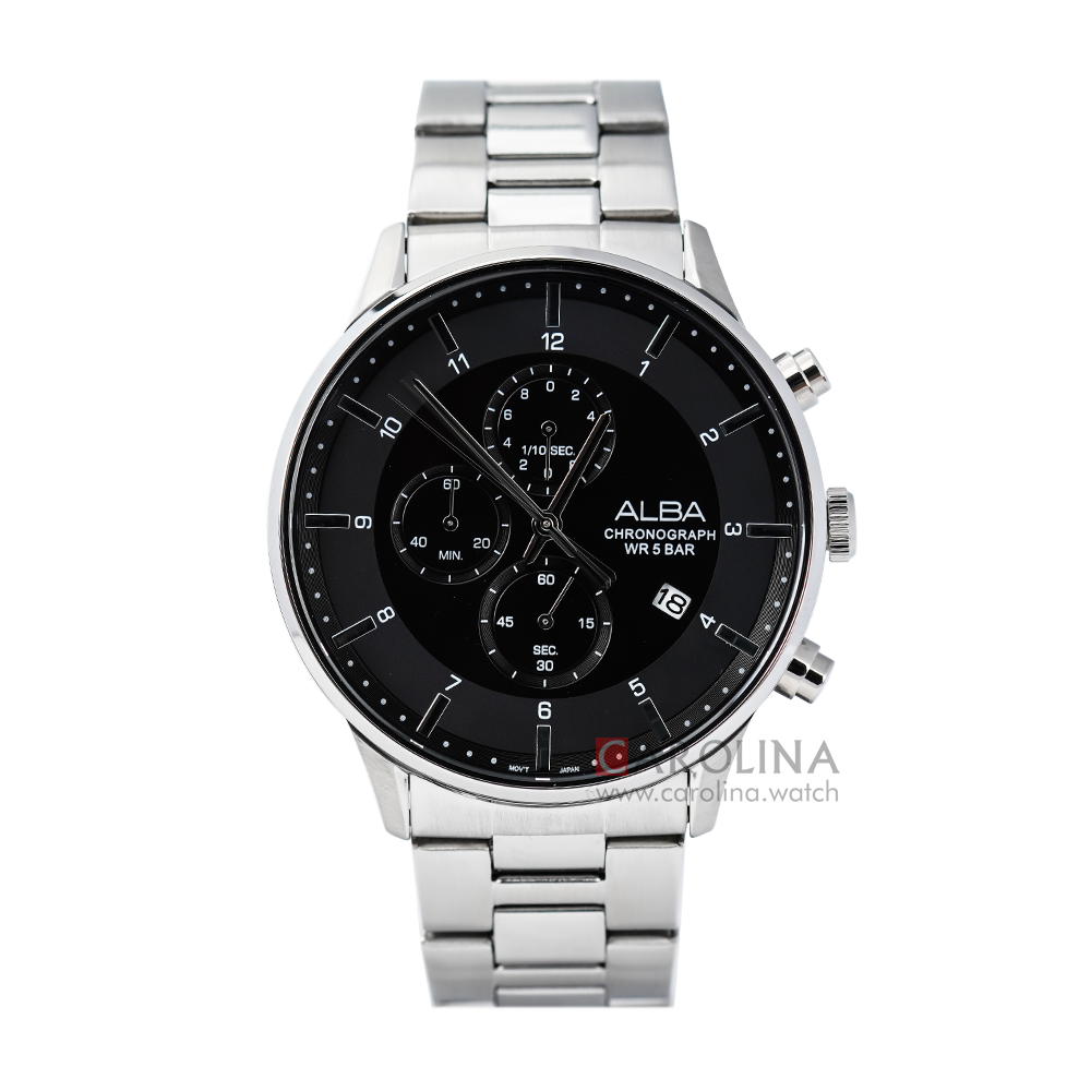 Jam Tangan ALBA Prestige AM3765X1 Men Black Dial Stainless Steel Strap