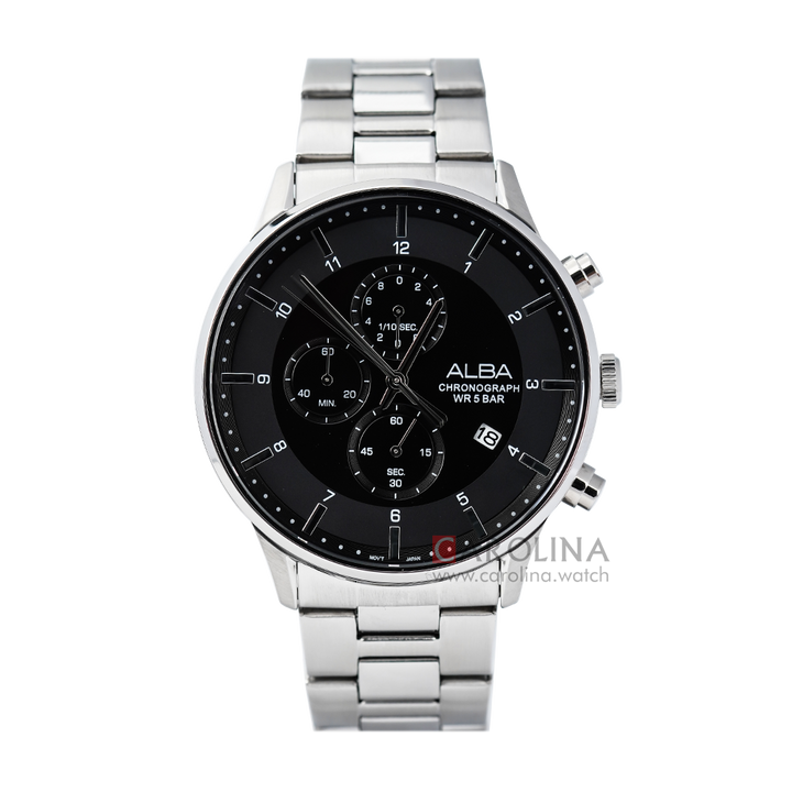 Jam Tangan ALBA Prestige AM3765X1 Men Black Dial Stainless Steel Strap