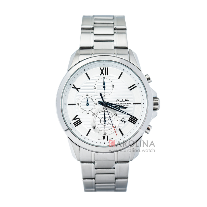 Jam Tangan ALBA Prestige AM3777X1 Men Silver Pattern Dial Stainless Steel Strap