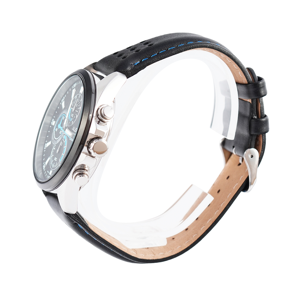 Jam Tangan ALBA AM3879X1 Men Black Dial Black Leather Strap