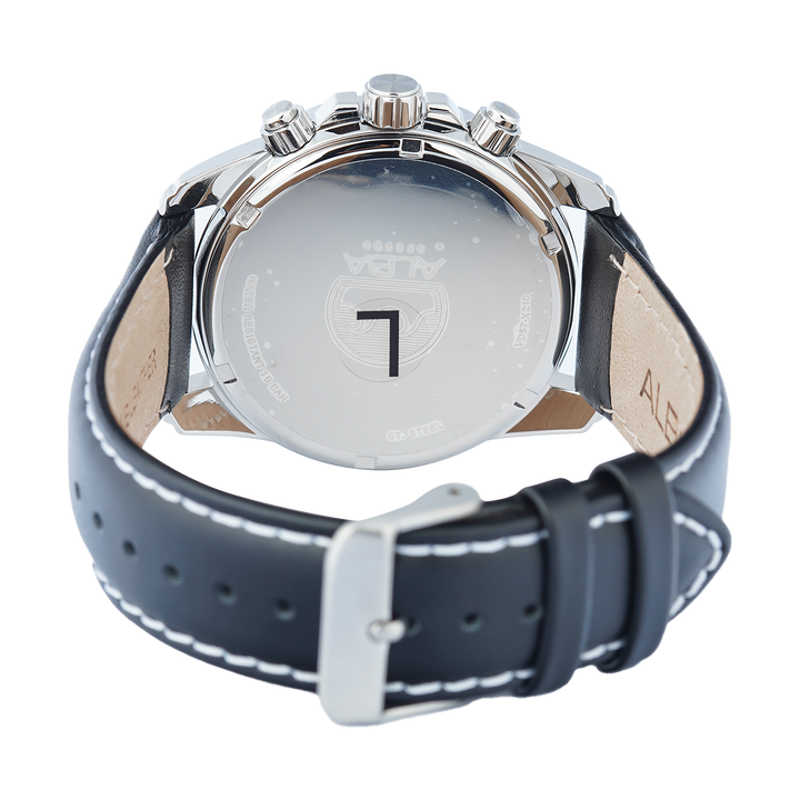 Jam Tangan ALBA Active AM3935X1 Men Chronograph Black Dial Black Leather Strap