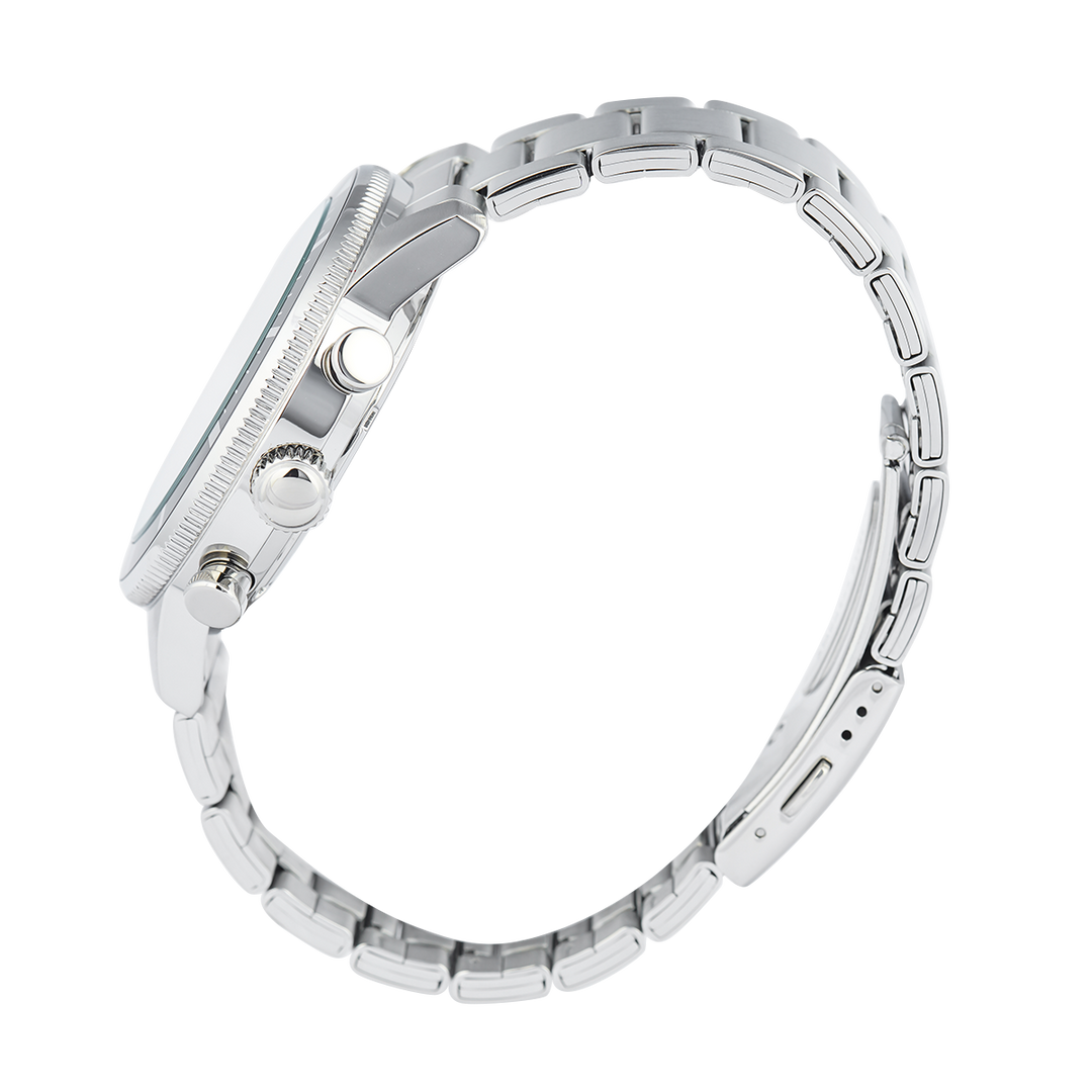 Jam Tangan ALBA Active AM3959X1 Men Chronograph White Patterned Dial Stainless Steel Strap