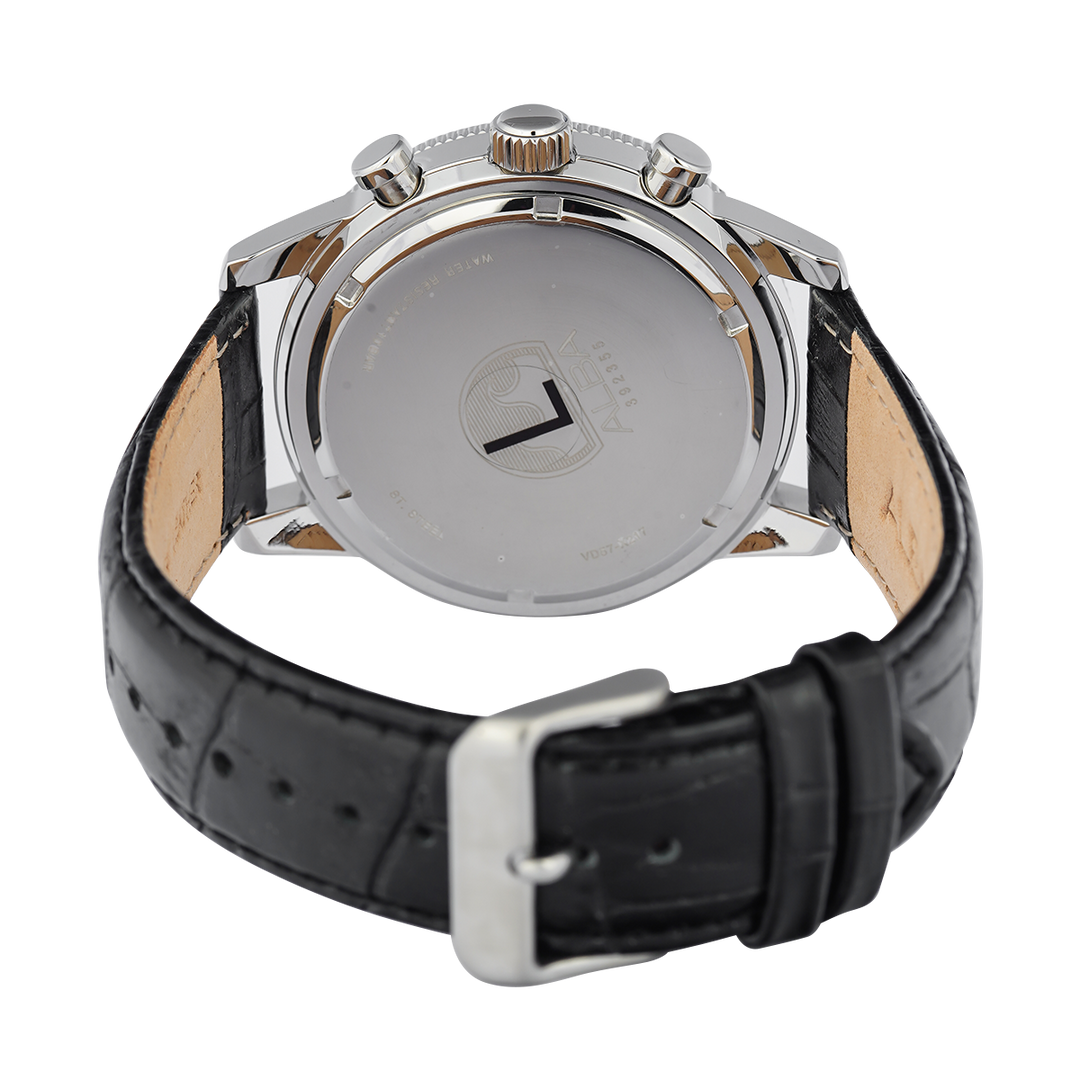Jam Tangan ALBA Active AM3961X1 Men Chronograph Black Patterned Dial Black Leather Strap
