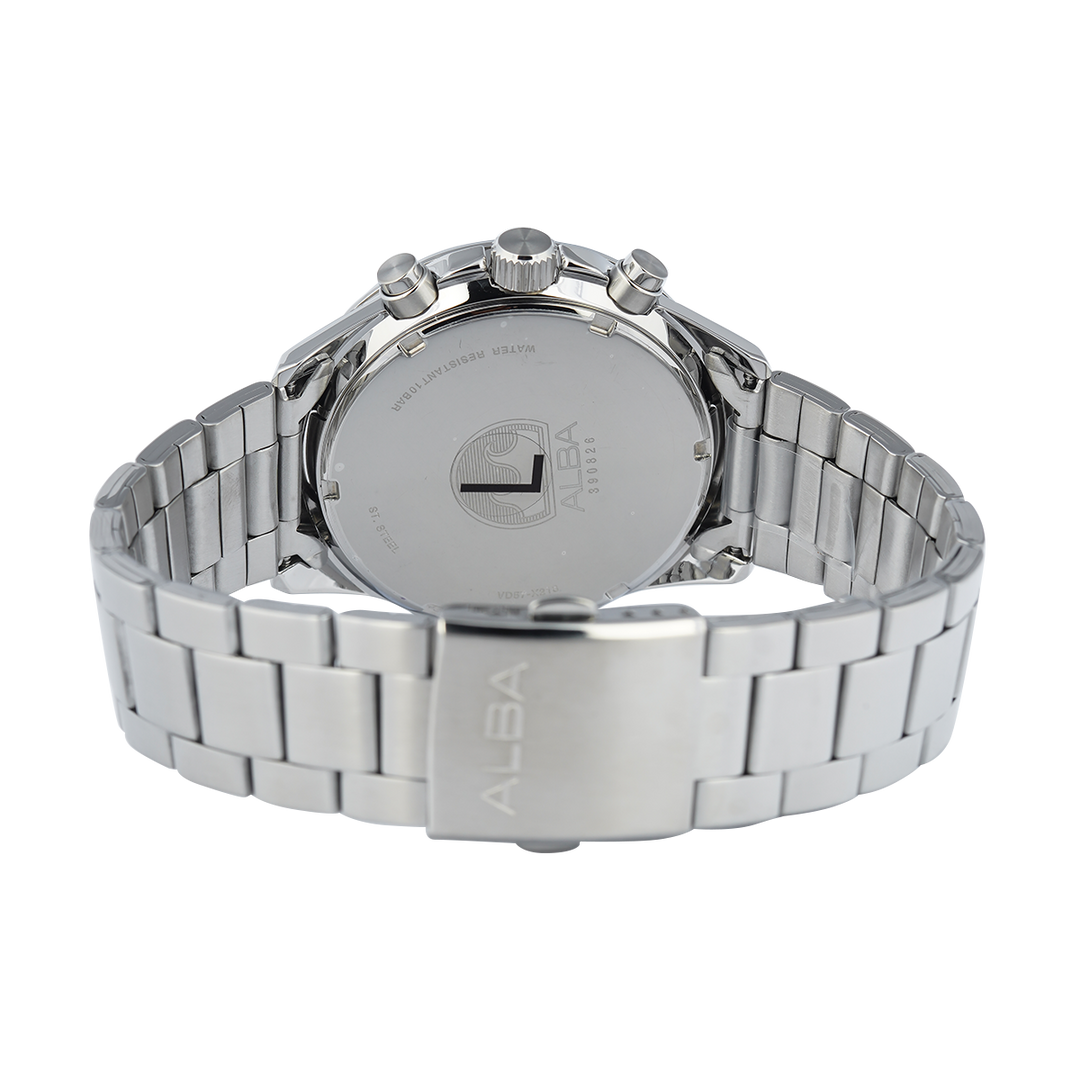 Jam Tangan ALBA Active AM3971X1 Men Blue Patterned Dial Stainless Steel Strap