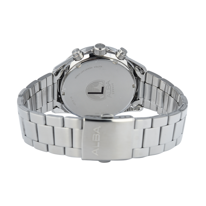 Jam Tangan ALBA Active AM3971X1 Men Blue Patterned Dial Stainless Steel Strap
