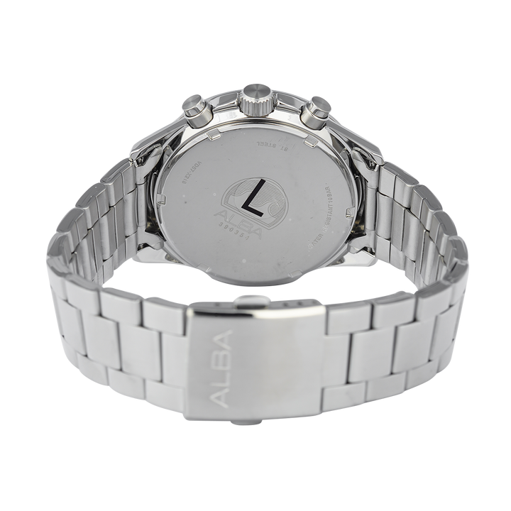 Jam Tangan ALBA Active AM3973X1 Men Chronograph Silver Dial Stainless Steel Strap