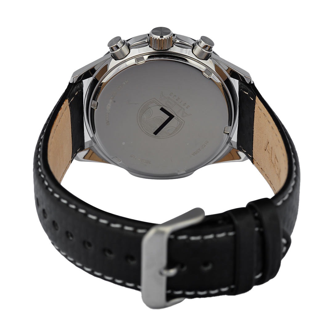 Jam Tangan ALBA Active AM3975X1 Men Chronograph Black Dial Black Leather Strap
