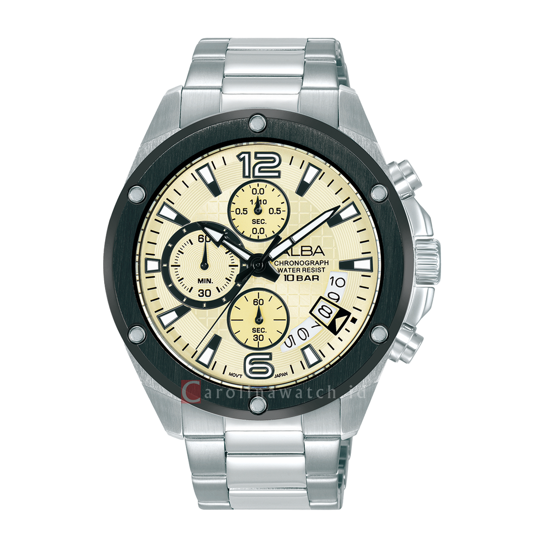 Jam Tangan ALBA Active AM3983X1 Men Yellow Dial Stainless Steel Strap