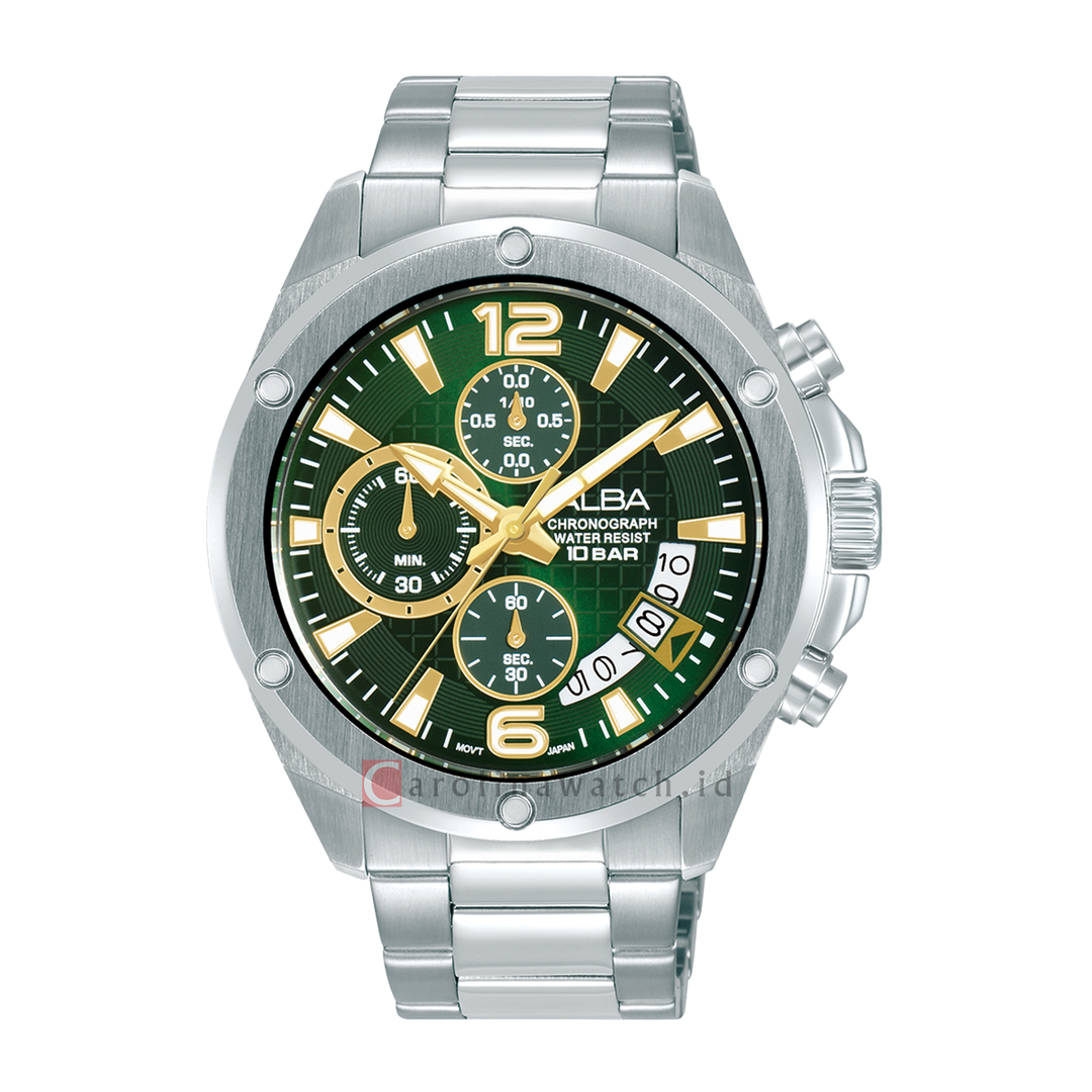 Jam Tangan ALBA Active AM3985X1 Men Green Dial Stainless Steel Strap