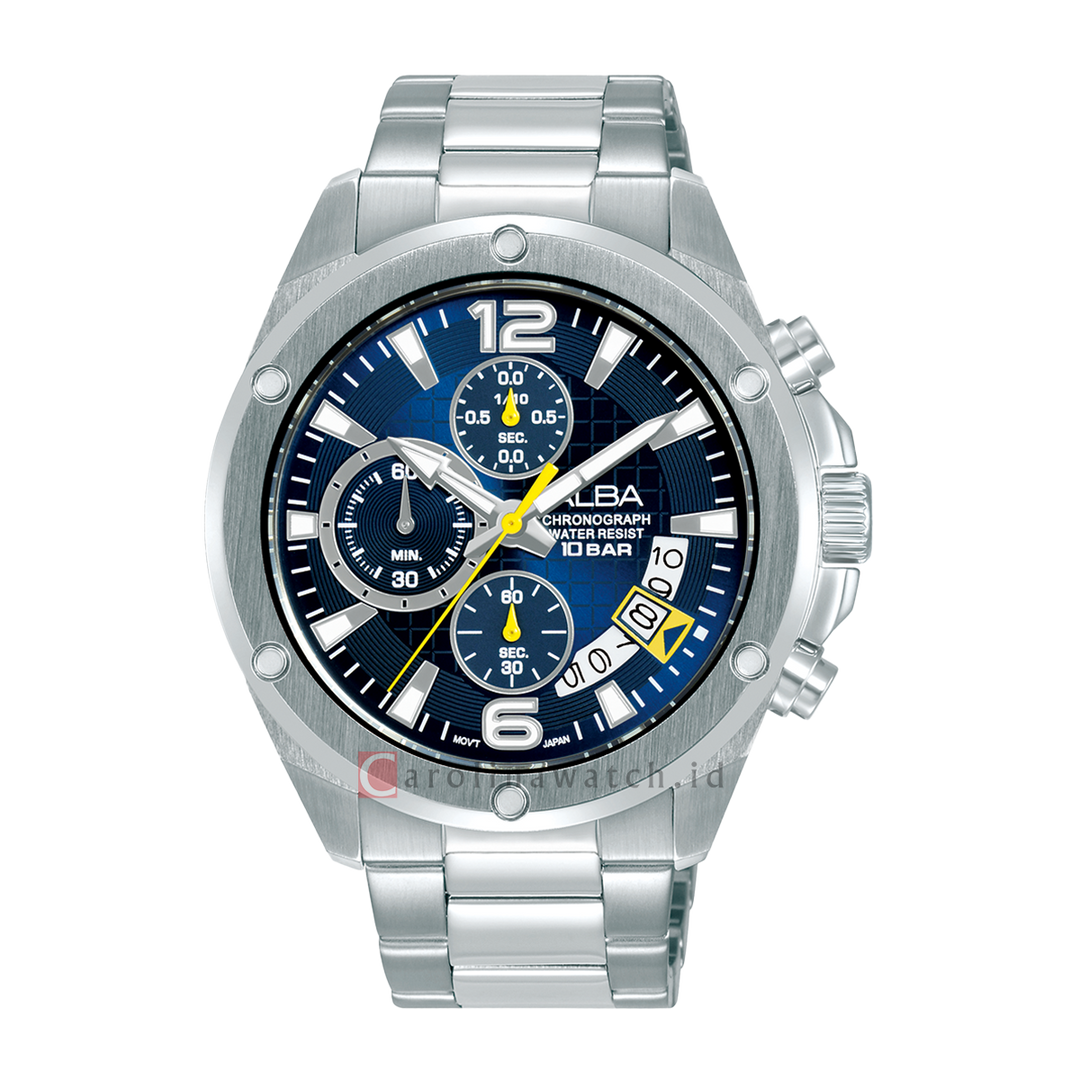 Jam Tangan ALBA Active AM3987X1 Men Blue Dial Stainless Steel Strap