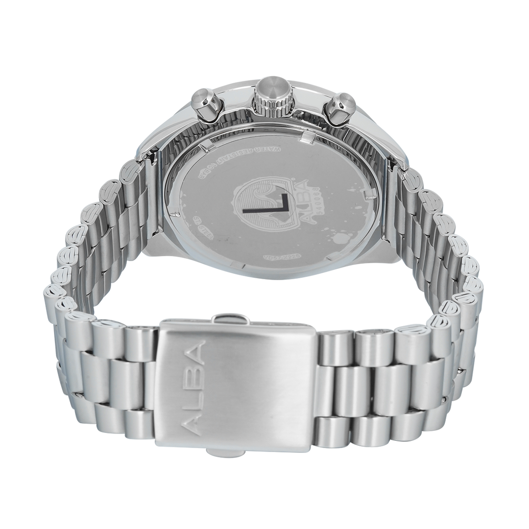 Jam Tangan Alba Active AM3A35X1 Men Silver White + Black Dial Stainless Steel Strap