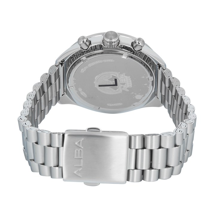 Jam Tangan Alba Active AM3A35X1 Men Silver White + Black Dial Stainless Steel Strap