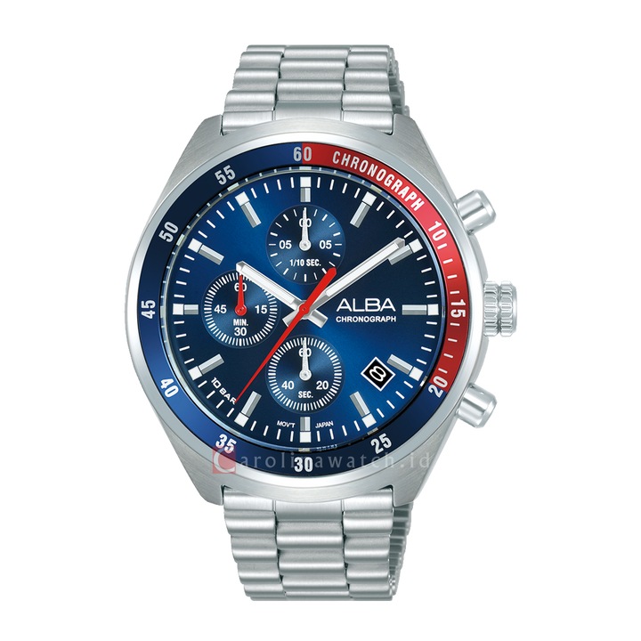 Jam Tangan Alba Active AM3A37X1 Men Blue Dial Stainless Steel Strap