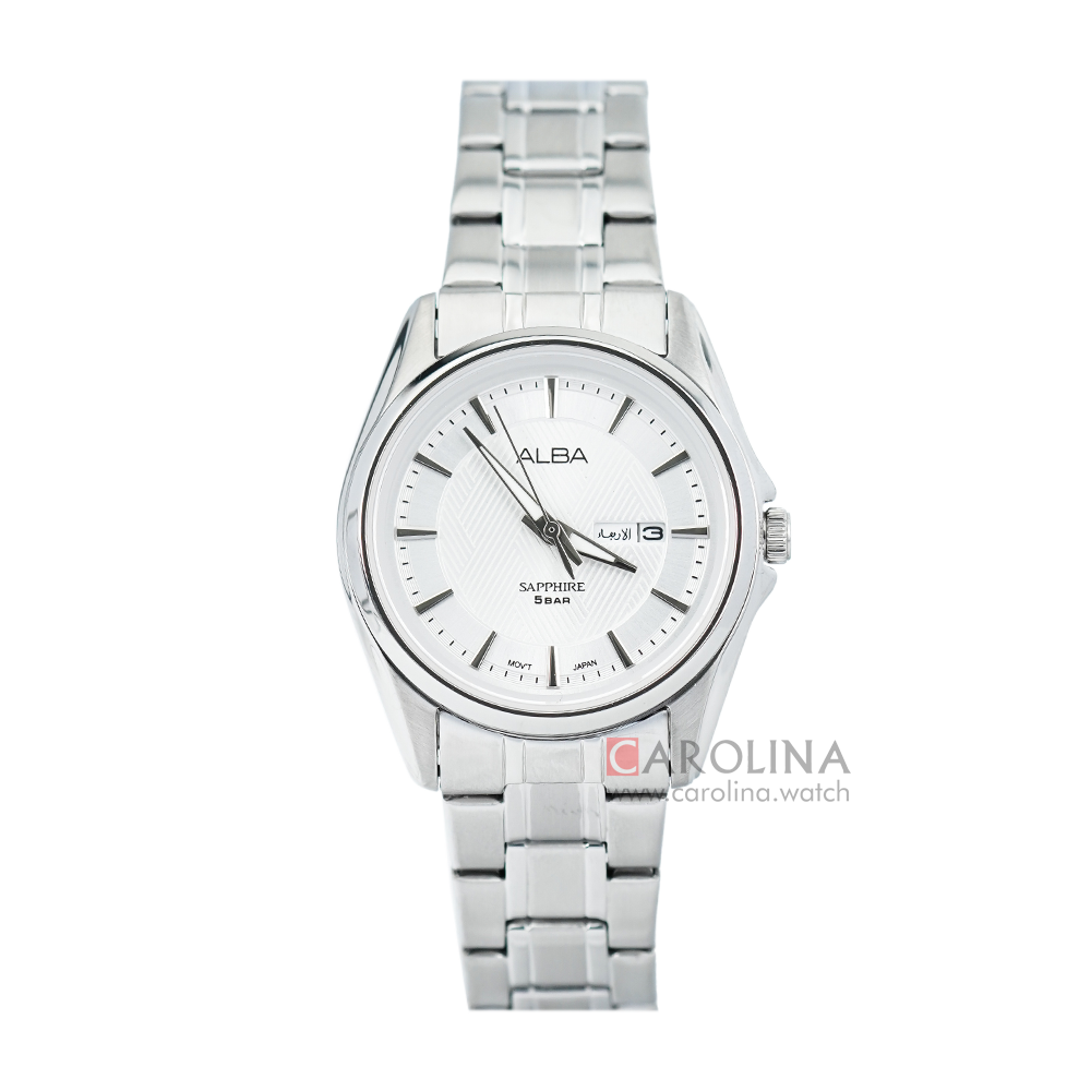 Jam Tangan ALBA Prestige AN8027X1 Women Silver Pattern Dial Stainless Steel Strap