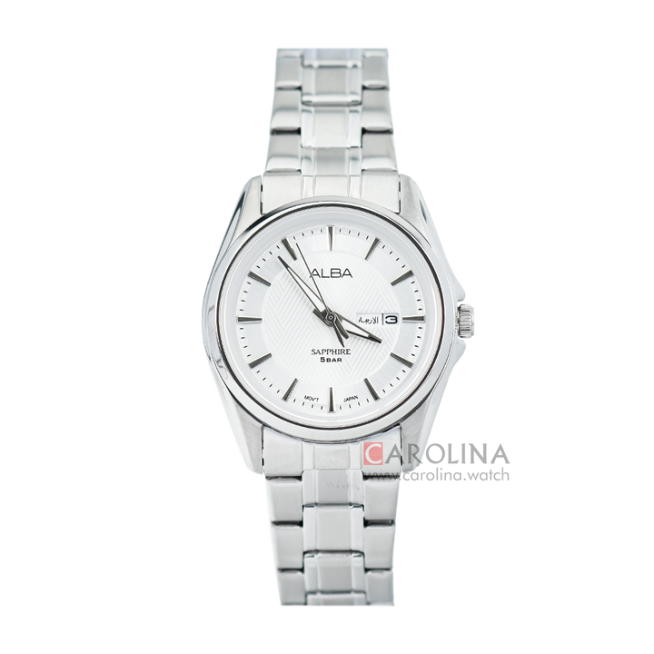 Jam Tangan ALBA Prestige AN8027X1 Women Silver Pattern Dial Stainless Steel Strap
