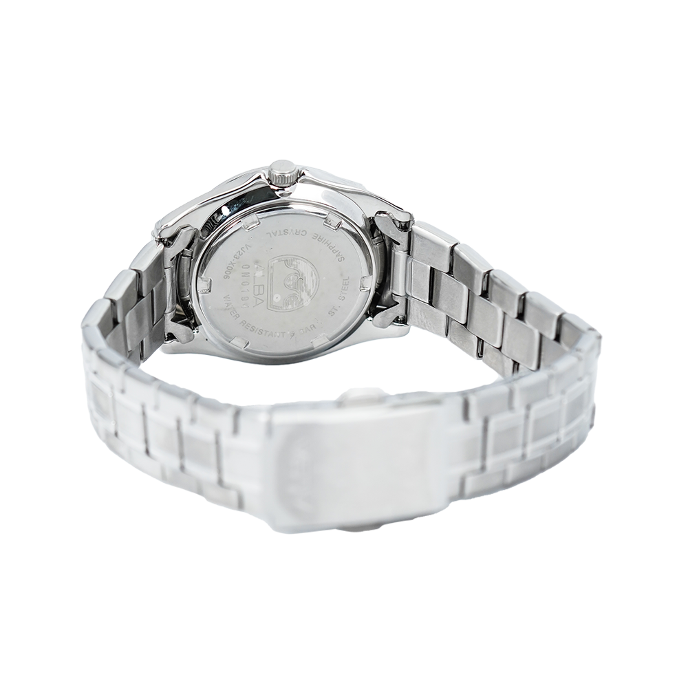 Jam Tangan ALBA Prestige AN8027X1 Women Silver Pattern Dial Stainless Steel Strap