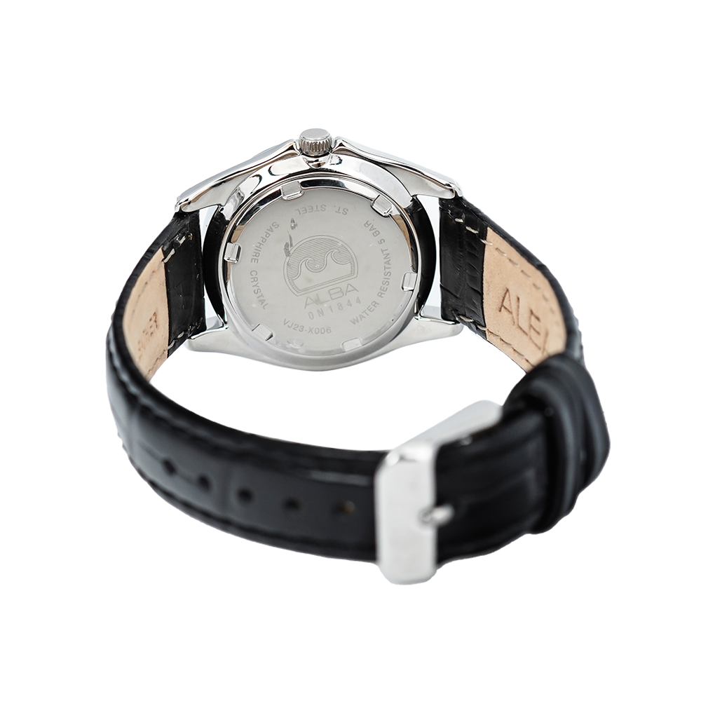 Jam Tangan ALBA AN8029X1 Women Black Dial Black Leather Strap