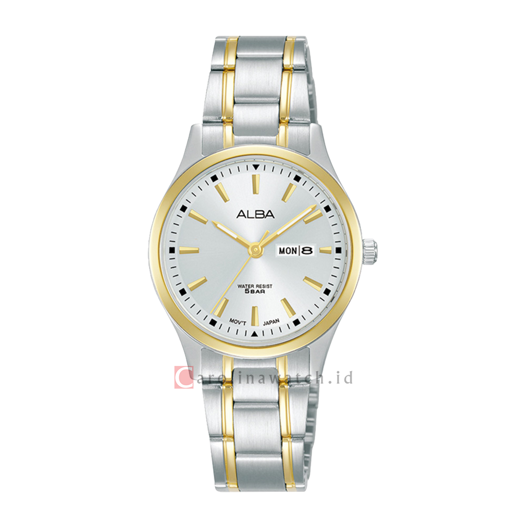 Jam Tangan ALBA Prerstige AN8046X1 Women White Dial Dual Tone Stainless Steel Strap