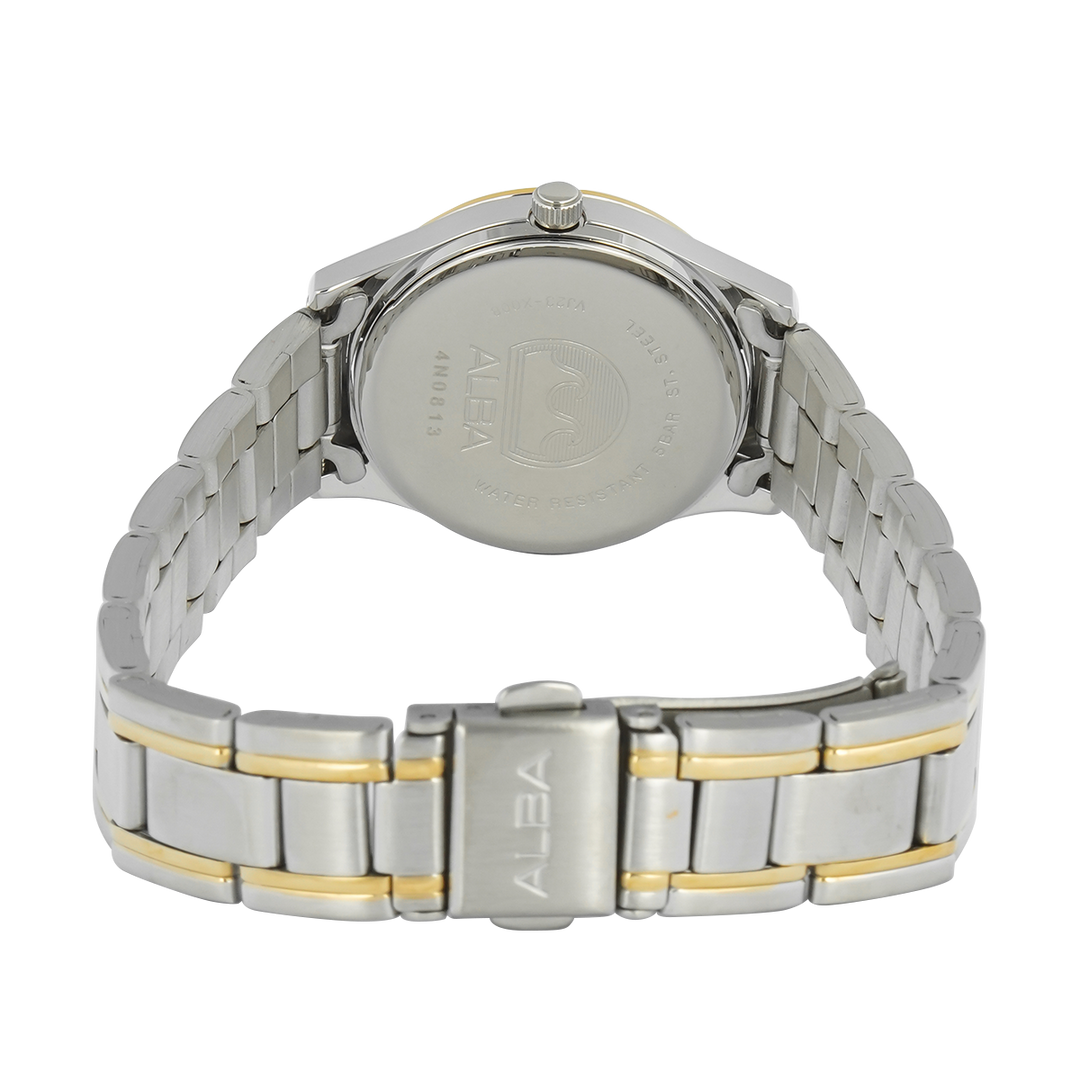 Jam Tangan Alba AN8056X1 Women Gold Dial Dual Tone Stainless Steel Strap