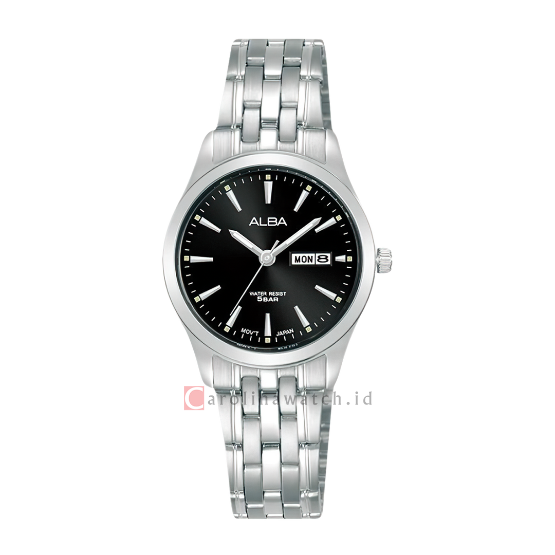 Jam Tangan ALBA Prestige AN8075X1 Women Black Dial Stainless Steel Strap