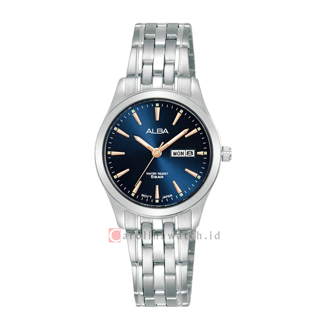 Jam Tangan ALBA AN8077X1 Women Blue Navy Dial Stainless Steel Strap