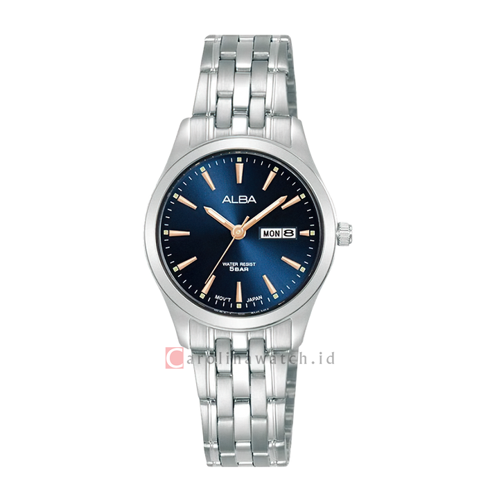 Jam Tangan ALBA AN8077X1 Women Blue Navy Dial Stainless Steel Strap