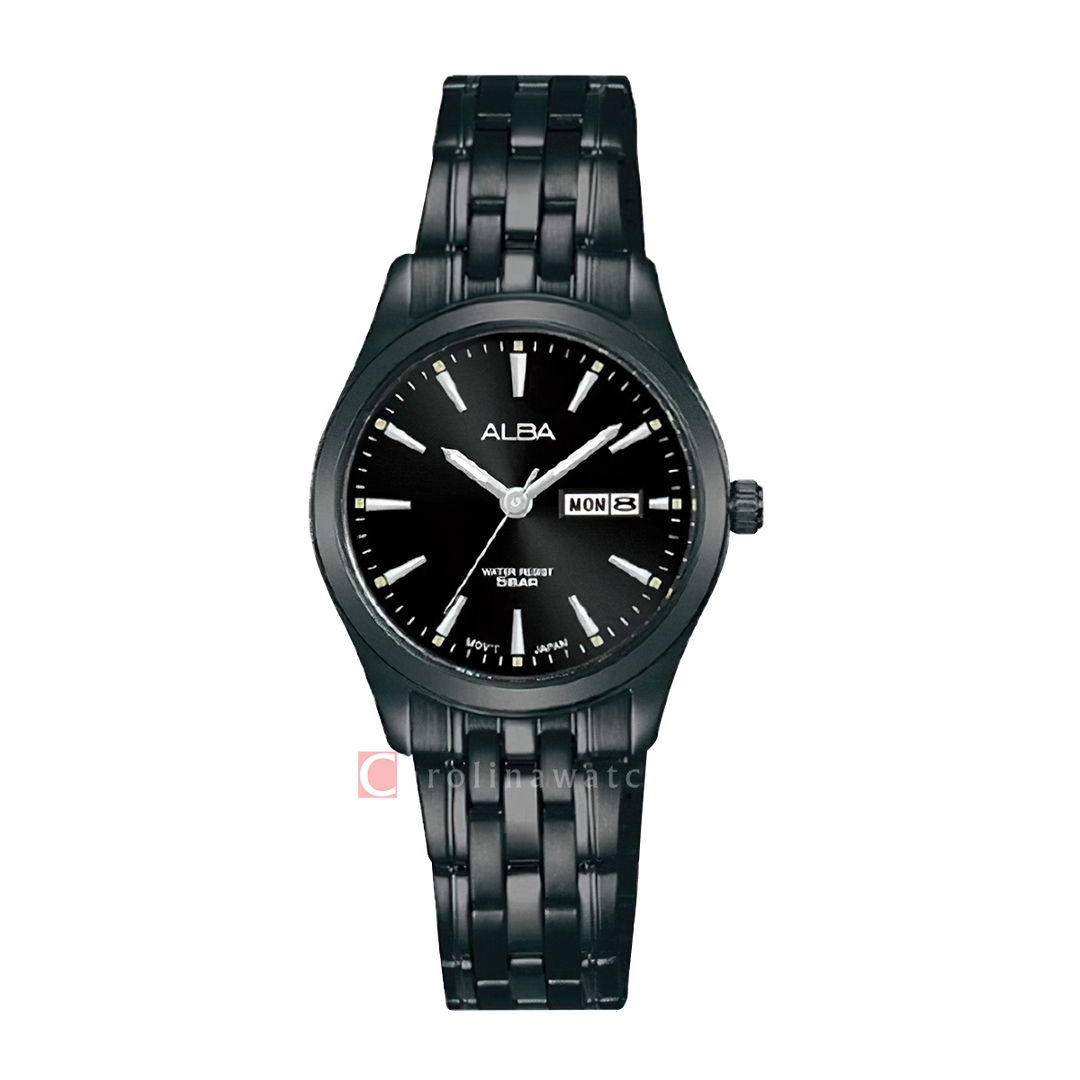 Jam Tangan ALBA AN8095X1 Women Black Dial Black Stainless Steel Strap