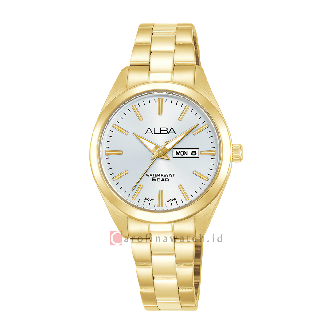 Jam Tangan ALBA AN8114X1 Women Silver Dial Gold Stainless Steel Strap