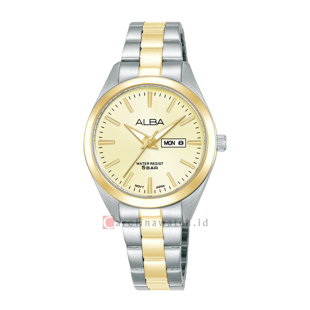 Jam Tangan ALBA AN8116X1 Women Gold Dial Dual Tone Stainless Steel Strap
