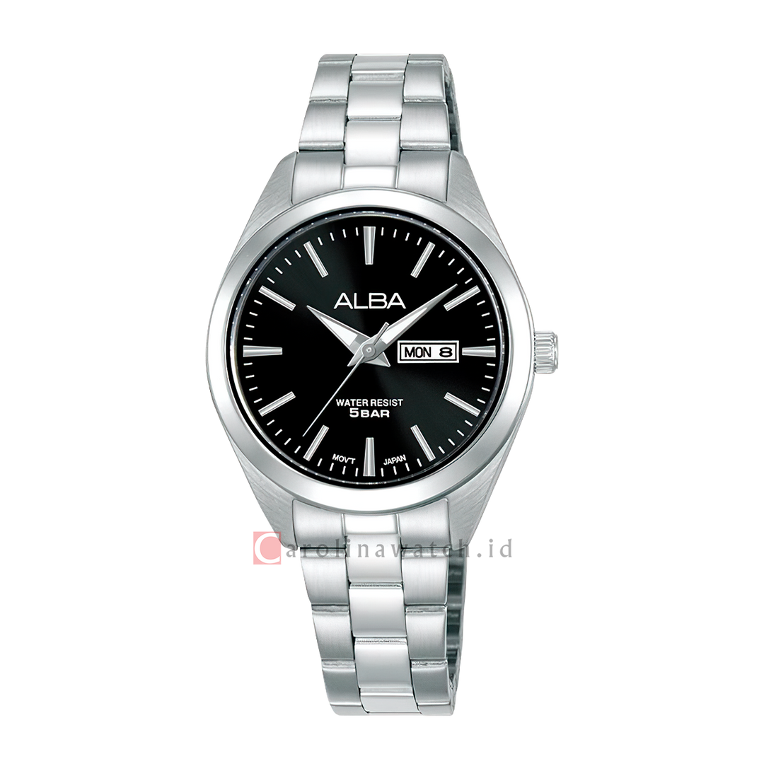Jam Tangan ALBA AN8119X1 Women Black Dial Stainless Steel Strap