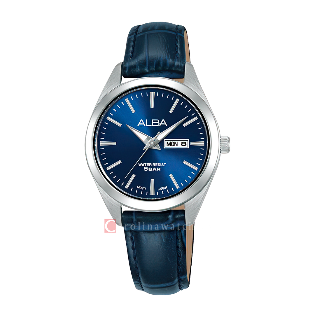 Jam Tangan ALBA AN8127X1 Women Blue Dial Blue Leather Strap