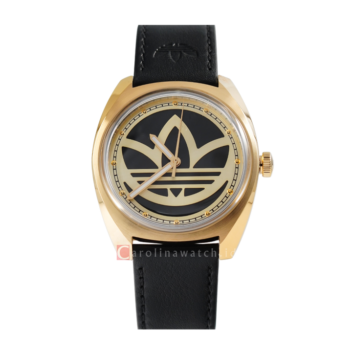 Jam Tangan Adidas AOFH22512 Men Gold Dial Black Leather Strap