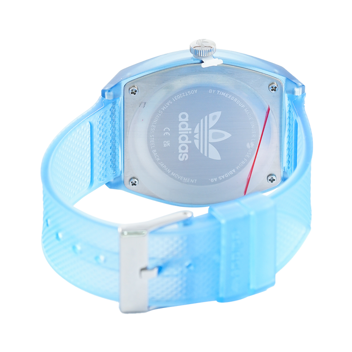 Jam Tangan Adidas Street AOST22031 Blue Dial Blue Transparent Rubber Strap