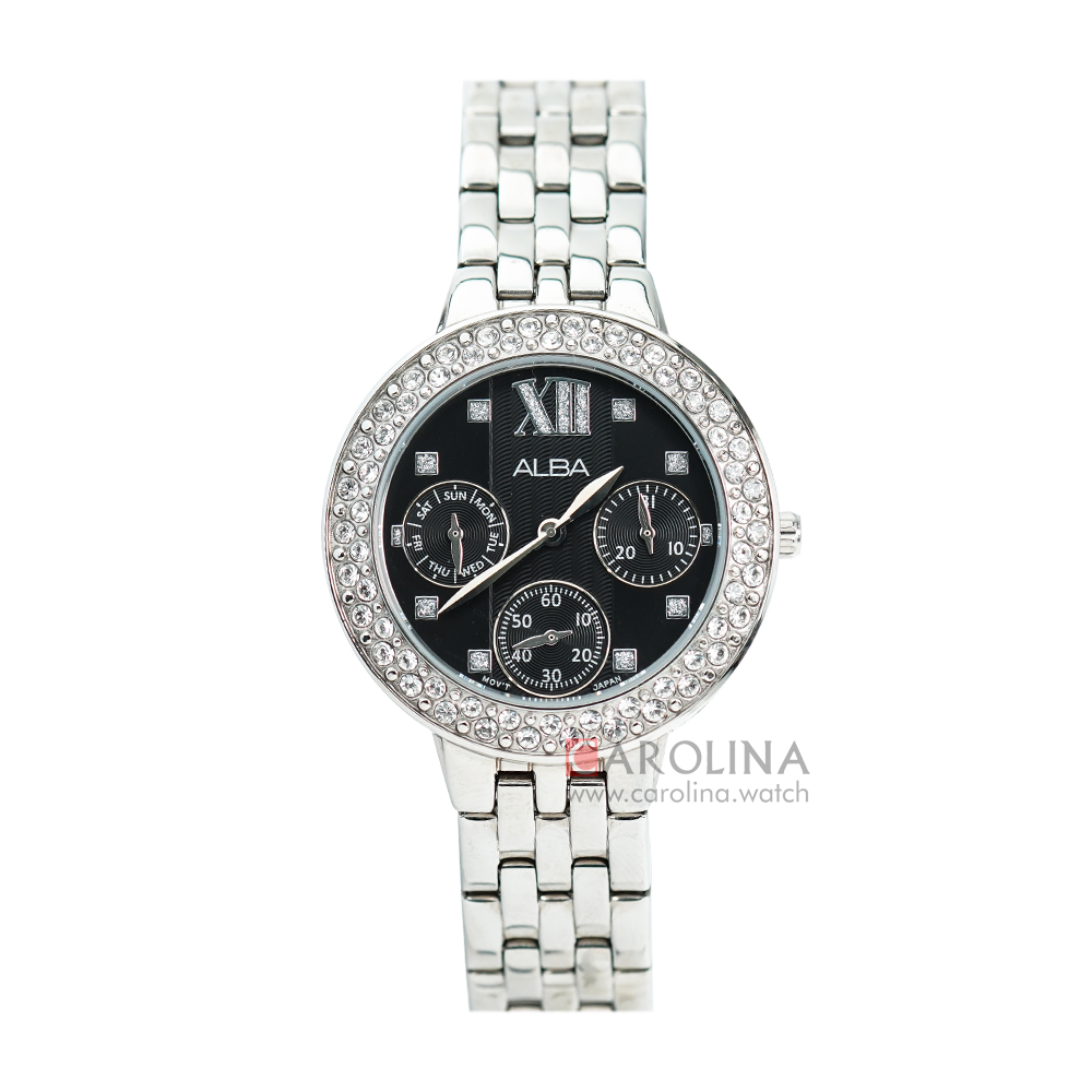 Jam Tangan ALBA Fashion AP6461X1 Women Black Dial Stainless Steel Strap