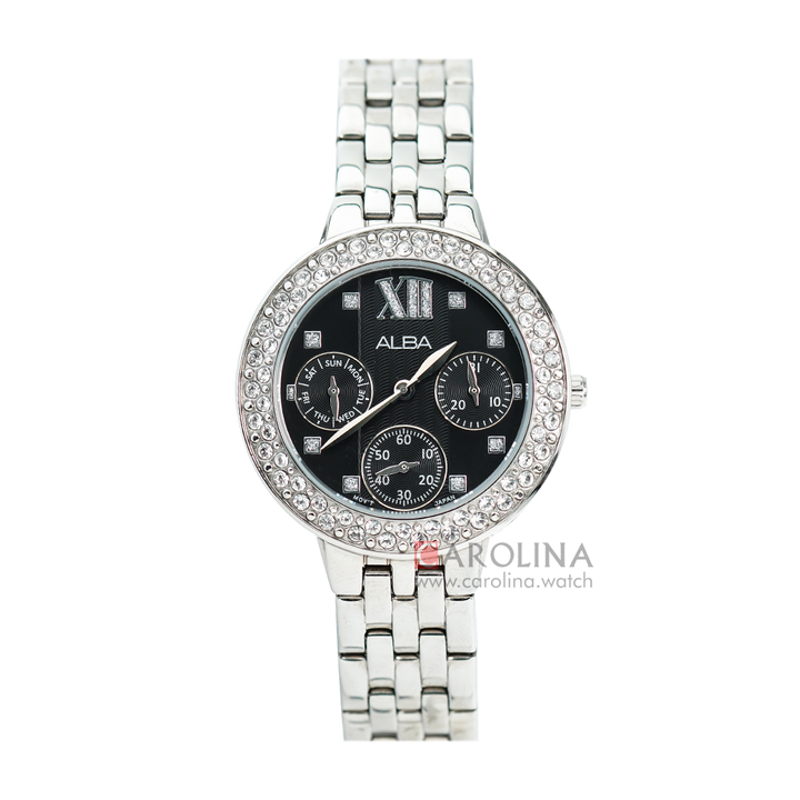 Jam Tangan ALBA Fashion AP6461X1 Women Black Dial Stainless Steel Strap