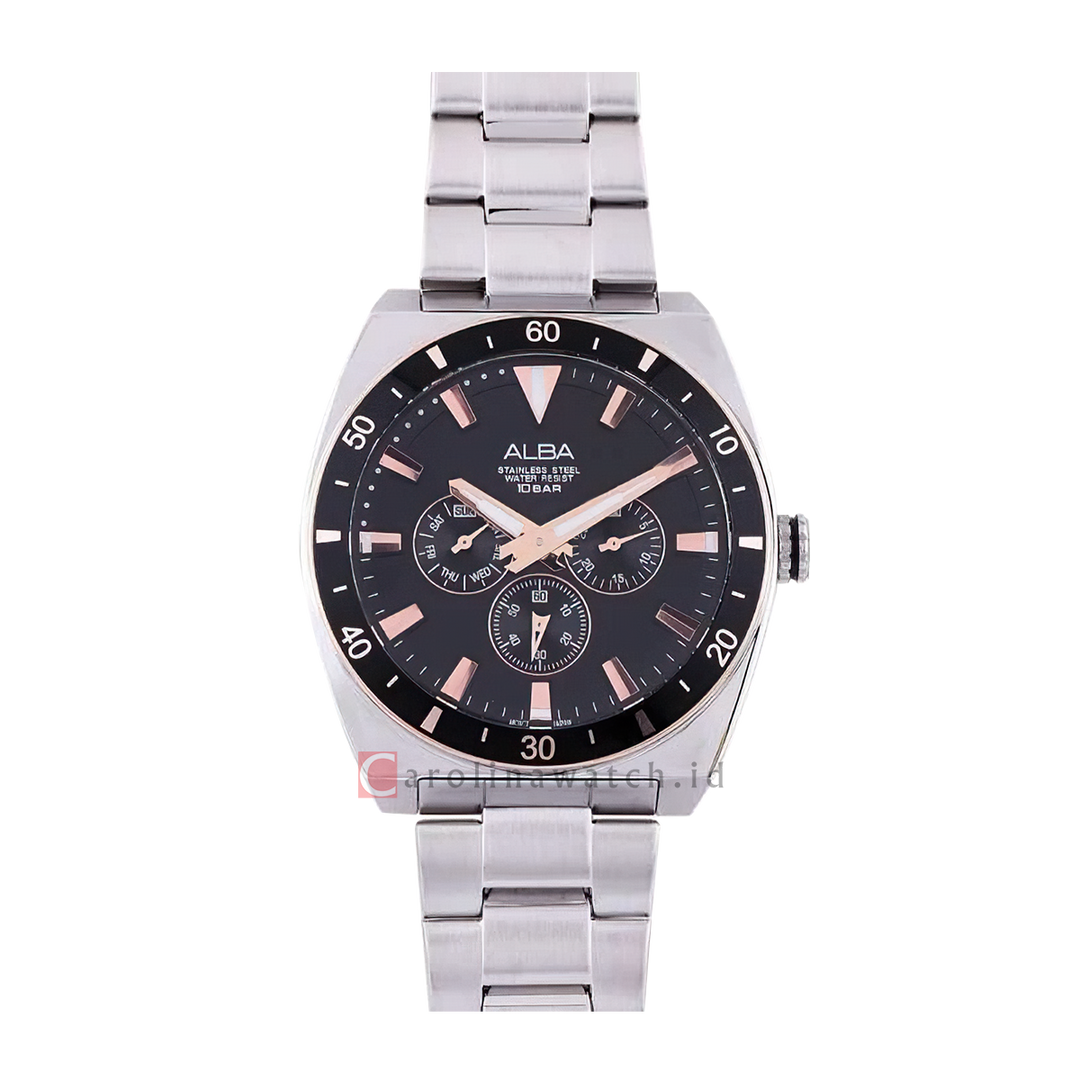Jam Tangan Alba Active AP6518X1 Men Black Dial Stainless Steel Strap