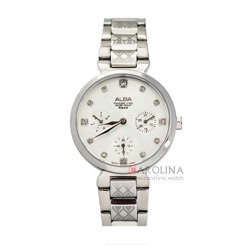 Jam Tangan ALBA Fashion AP6537X1 Women Silver Pattern Dial Stainless Steel Strap