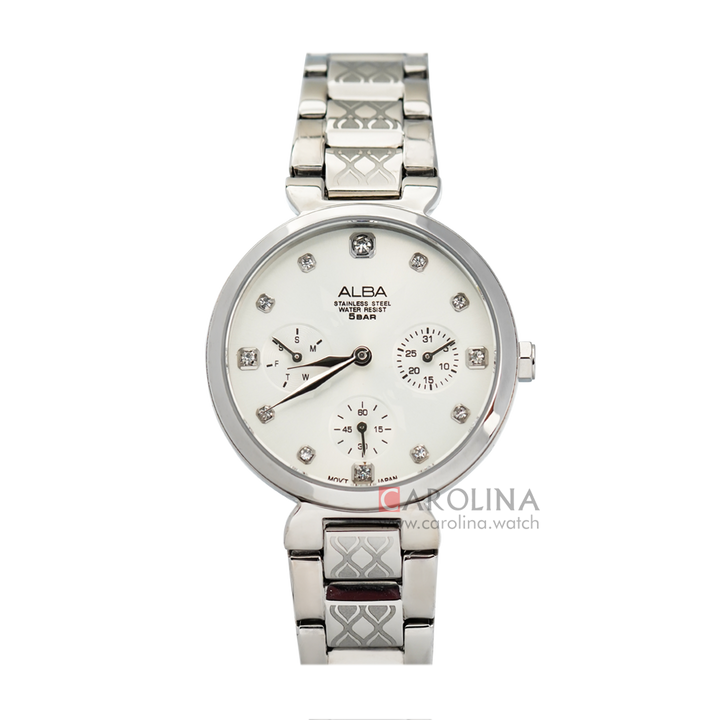 Jam Tangan ALBA Fashion AP6537X1 Women Silver Pattern Dial Stainless Steel Strap