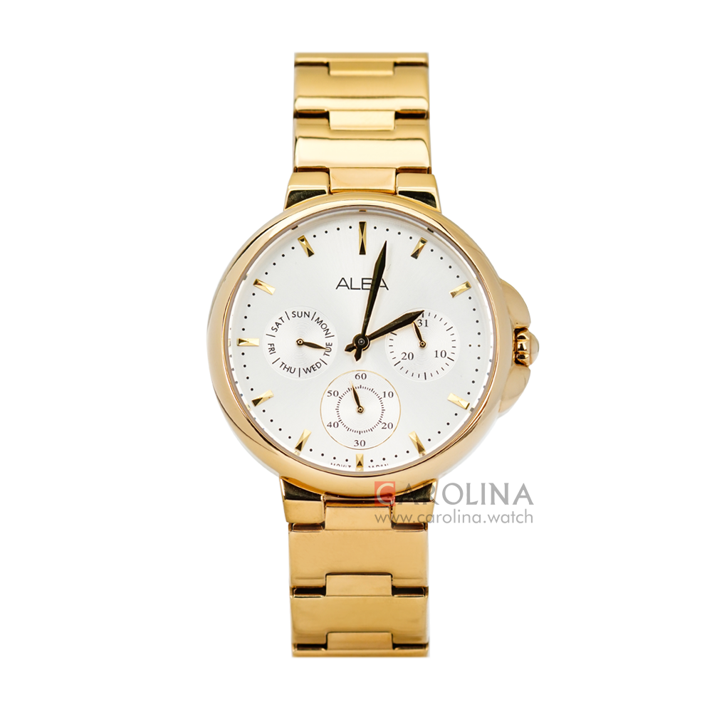 Jam Tangan ALBA AP6570X1 Women Silver Dial Gold Stainless Steel Strap