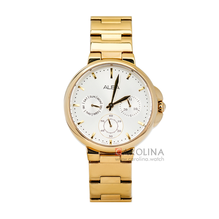 Jam Tangan ALBA AP6570X1 Women Silver Dial Gold Stainless Steel Strap